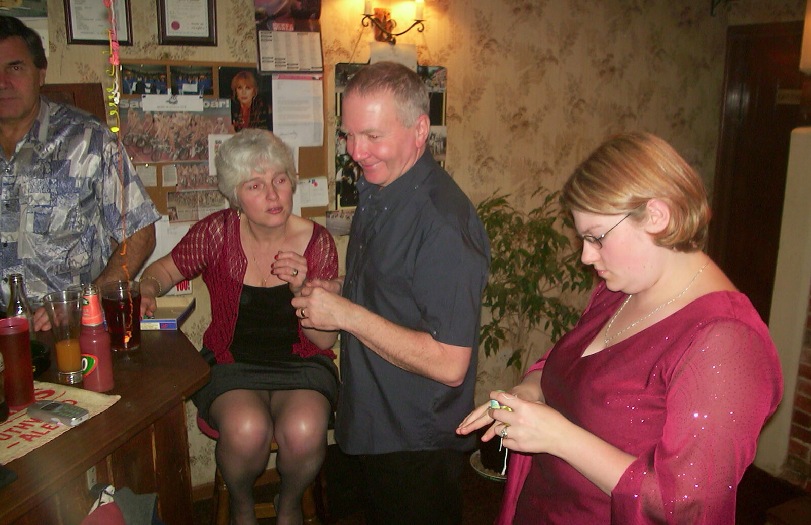 New Year's Eve at the Swan Inn, Brome, Suffolk - 31st December 2002: Spammy, John Willy and Helen