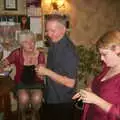 Spammy, John Willy and Helen, New Year's Eve at the Swan Inn, Brome, Suffolk - 31st December 2002