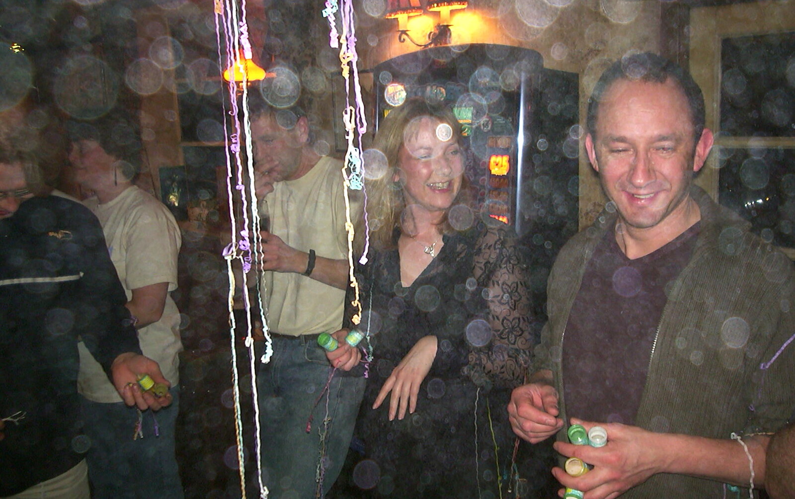 New Year's Eve at the Swan Inn, Brome, Suffolk - 31st December 2002: DH in a miasma of streamers and smoke