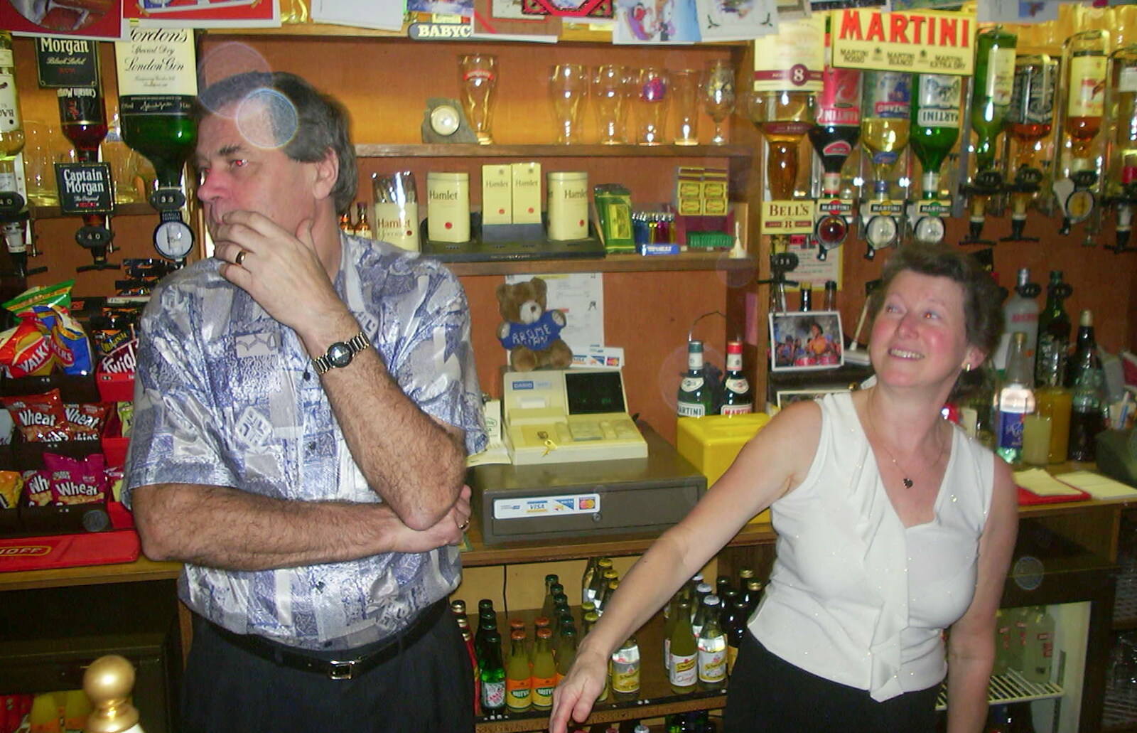 New Year's Eve at the Swan Inn, Brome, Suffolk - 31st December 2002: Alan and Sylvia behind the bar