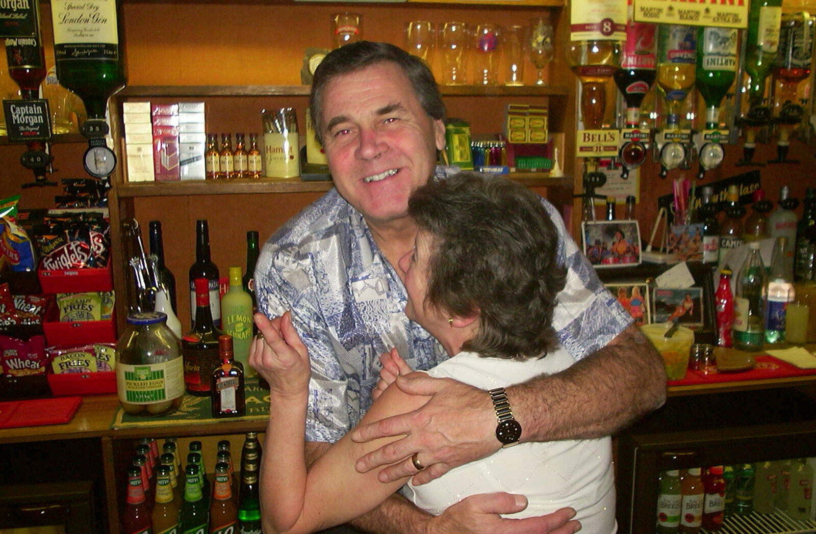 New Year's Eve at the Swan Inn, Brome, Suffolk - 31st December 2002: Alan gives Sylvia a hug