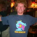 Wavy shows off his 'beer monster' tee shirt, New Year's Eve at the Swan Inn, Brome, Suffolk - 31st December 2002