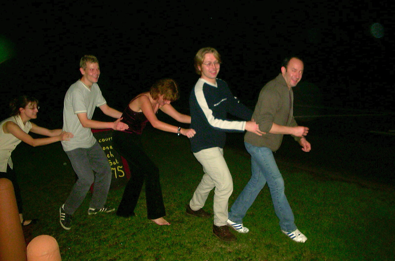 New Year's Eve at the Swan Inn, Brome, Suffolk - 31st December 2002: A conga escapes outside