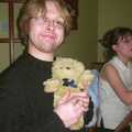 Marc's got a teddy bear from somewhere, Anne's Curry Night, Thorndon, Suffolk - 13th January 2003