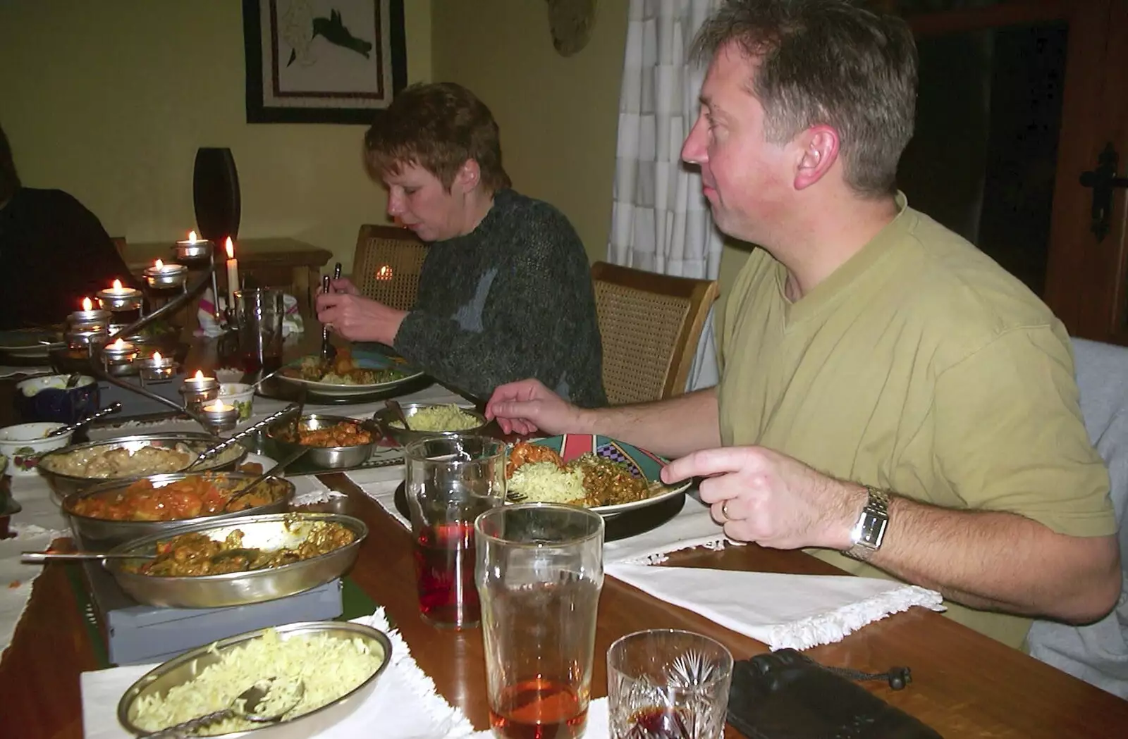 Jenny and Nigel do curry, from Anne's Curry Night, Thorndon, Suffolk - 13th January 2003