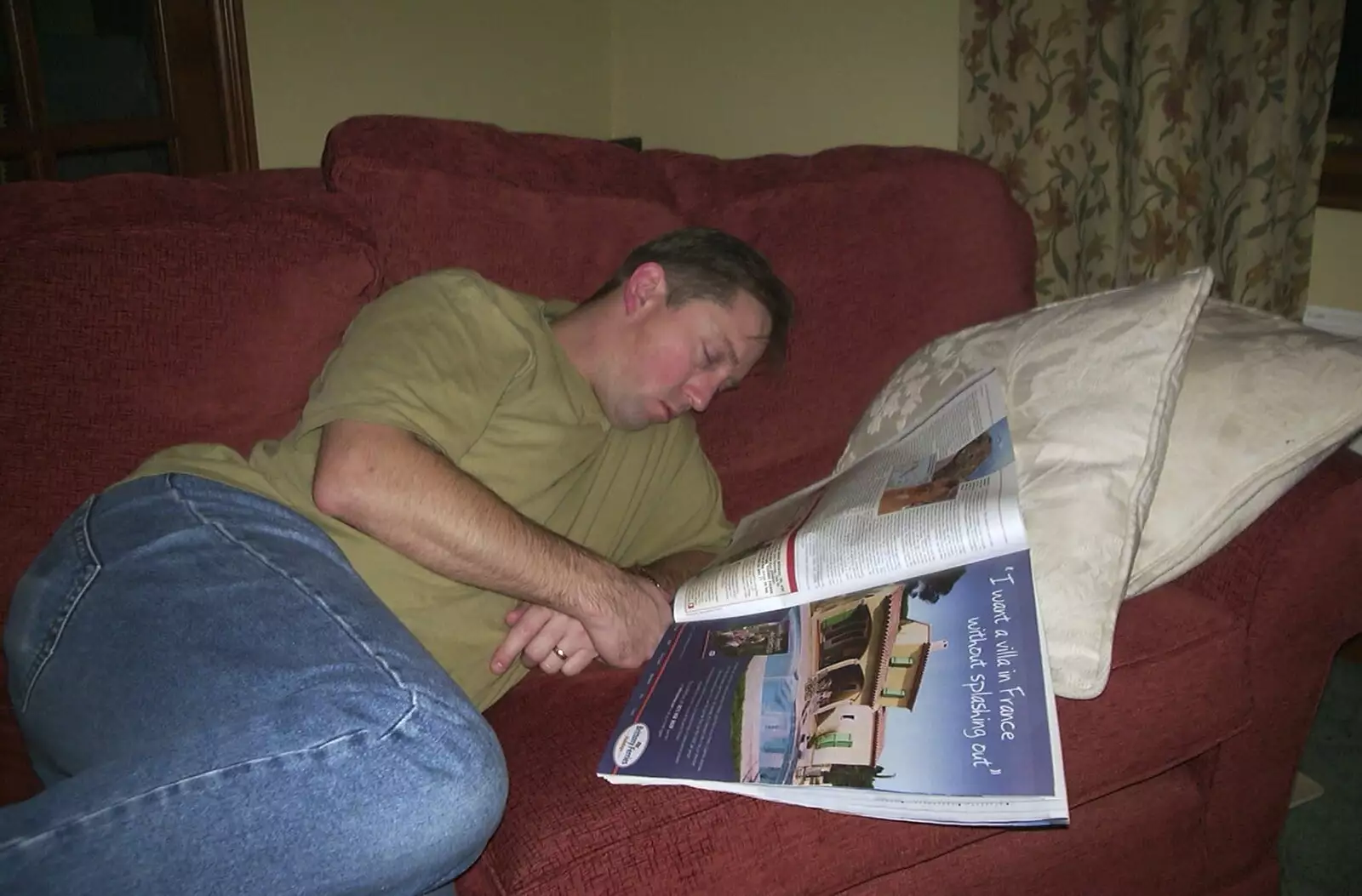 Even Nigel gets in on the sofa sleeping, from Anne's Curry Night, Thorndon, Suffolk - 13th January 2003