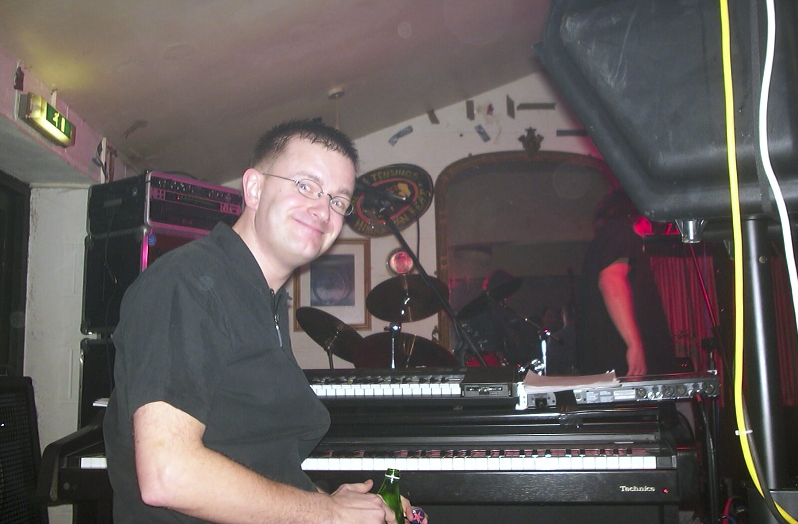 Sitting at the keyboards, waiting for the gig from The BBs at The Cider Shed, Banham, Norfolk - 19th January 2003