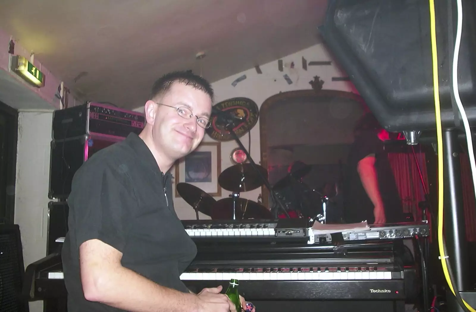 Sitting at the keyboards, waiting for the gig, from The BBs at The Cider Shed, Banham, Norfolk - 19th January 2003