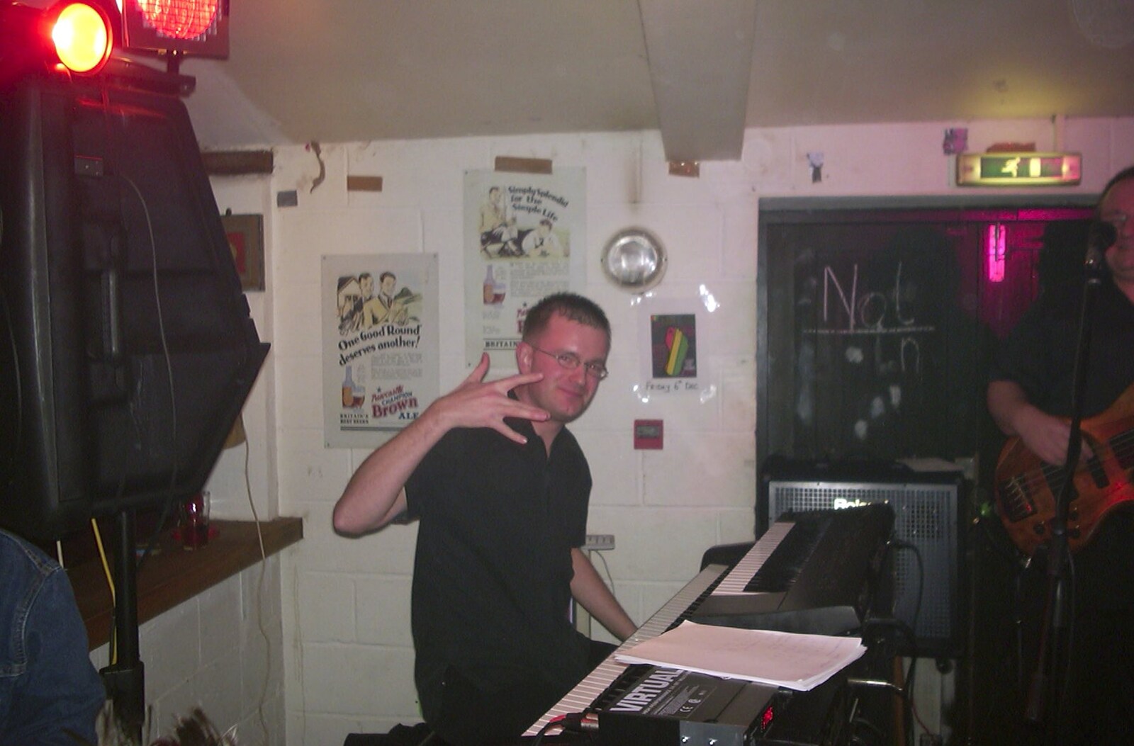 Nosher does some sort of gang sign from The BBs at The Cider Shed, Banham, Norfolk - 19th January 2003