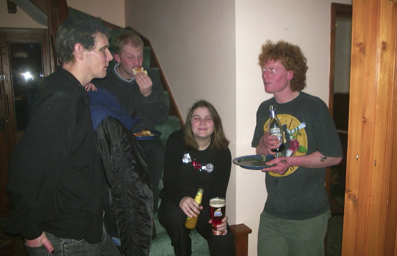 Paul and Claire are on the stairs from Anne's Gothic Night, Thorndon - 25th January 2003