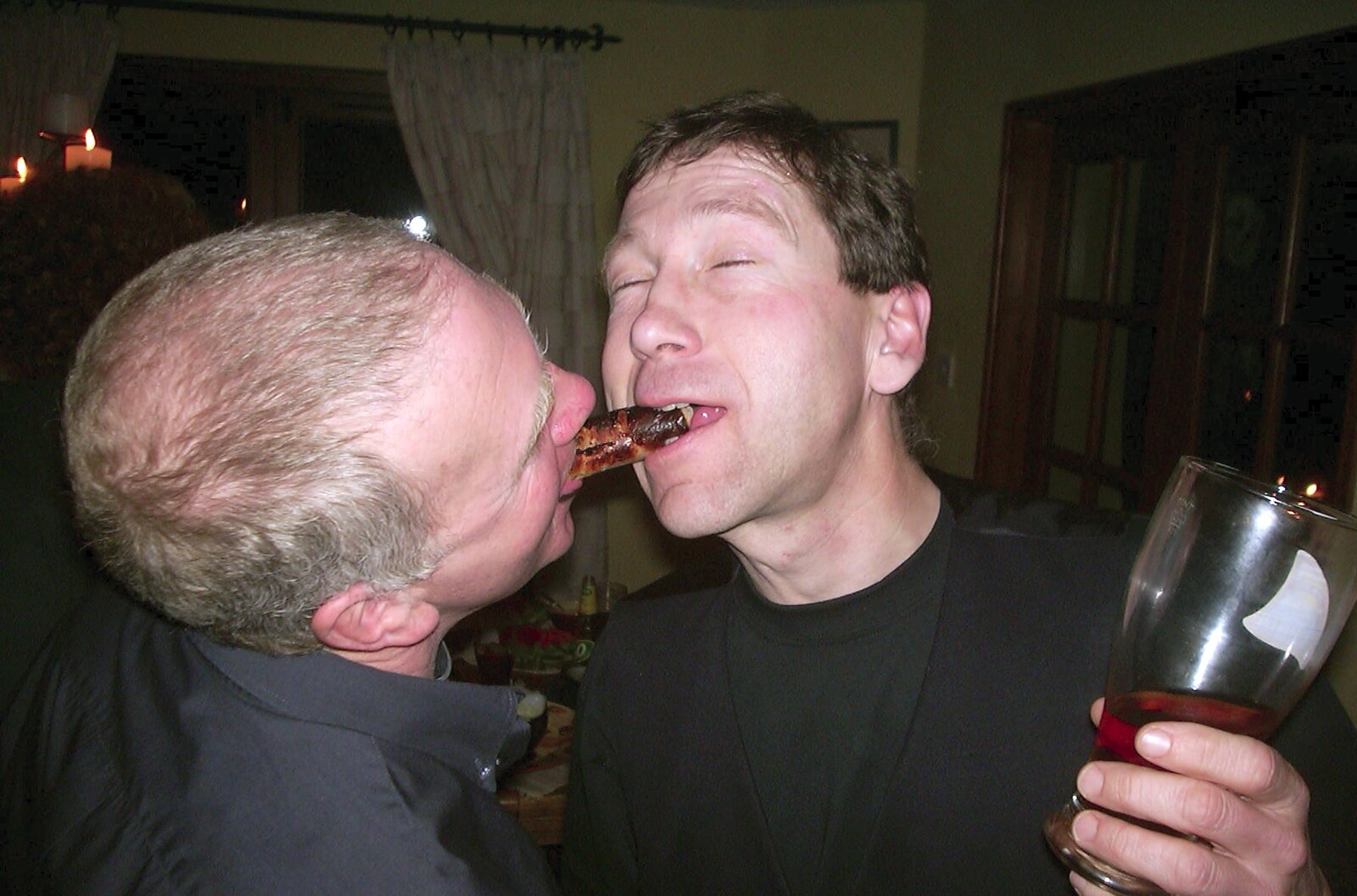 John Willy and Apple play Pass the Sausage from Anne's Gothic Night, Thorndon - 25th January 2003