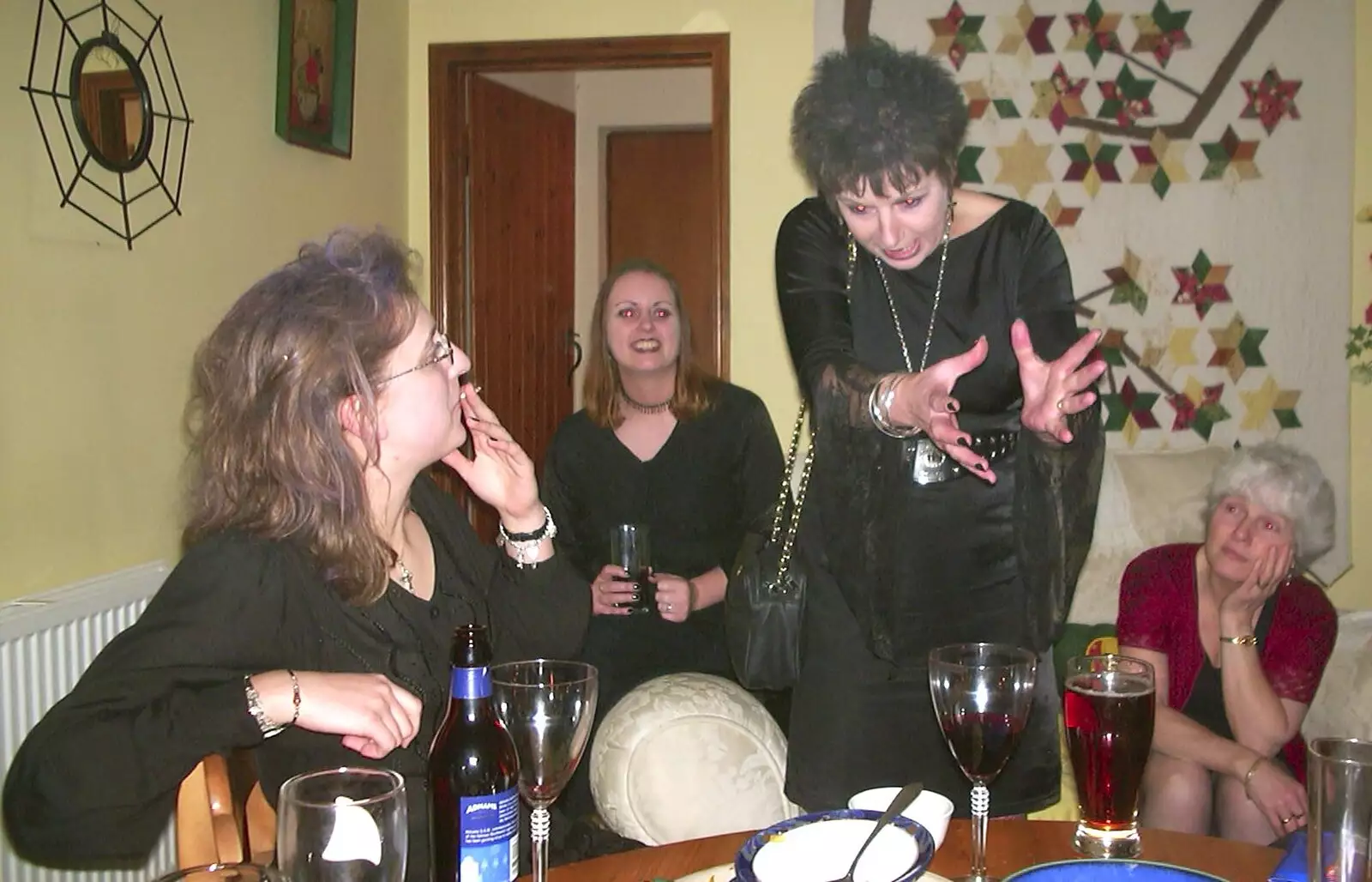 Jenny gets all animated, from Anne's Gothic Night, Thorndon - 25th January 2003