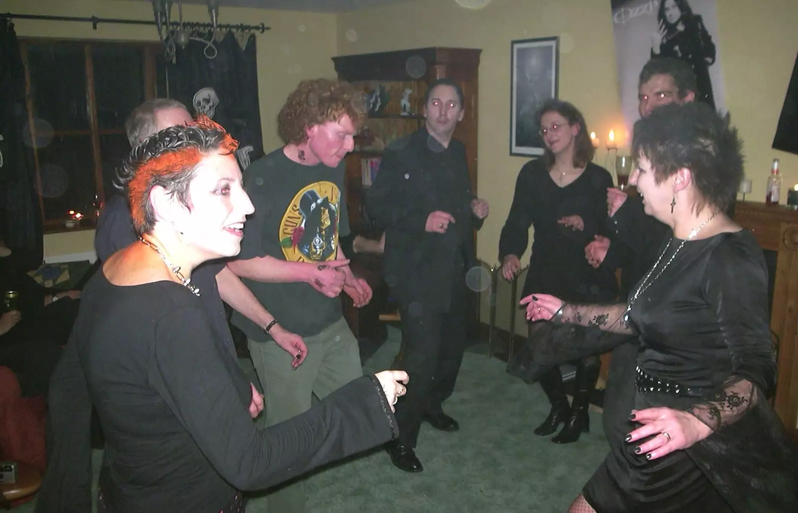 Some dancing breaks out in the lounge, from Anne's Gothic Night, Thorndon - 25th January 2003