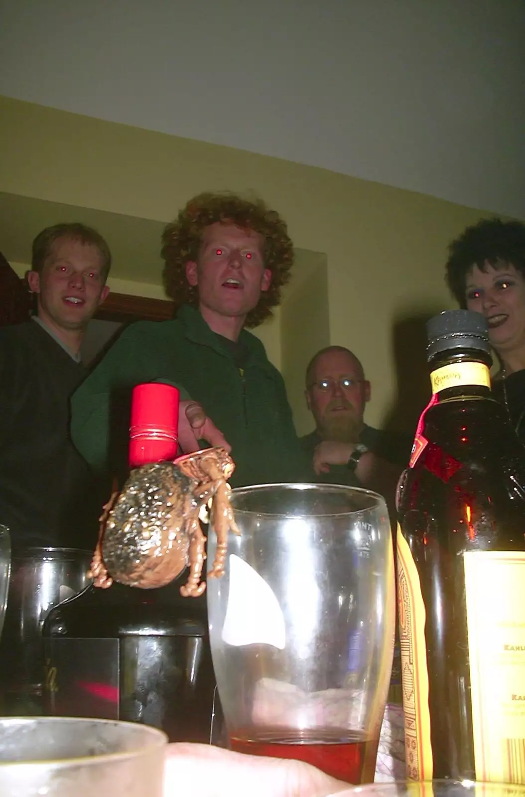 There's something weird on a pint glass, from Anne's Gothic Night, Thorndon - 25th January 2003