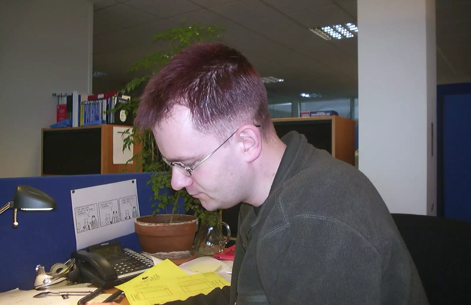 Nosher's new purple hair, from Longview, Easyworld and Peterborough Cathedral, Cambridgeshire - 10th February 2003