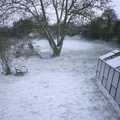 Snow in the back garden, Longview, Easyworld and Peterborough Cathedral, Cambridgeshire - 10th February 2003