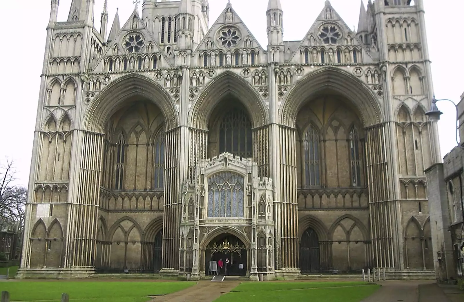 The impressive portico of Peterborough Cathedral, from Longview, Easyworld and Peterborough Cathedral, Cambridgeshire - 10th February 2003