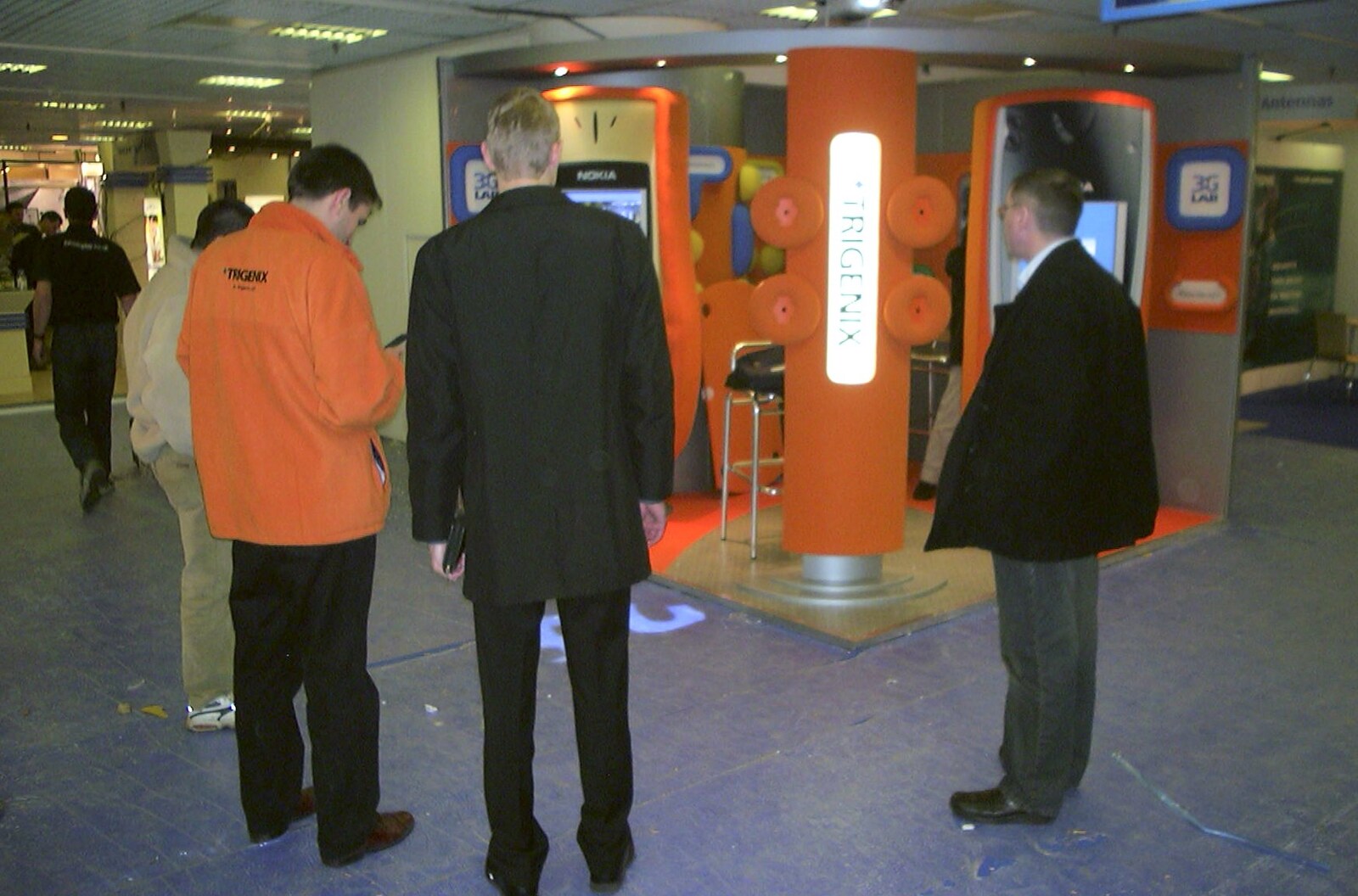 Bob and Steve inspect the stand from 3G Lab at the 3GSM Conference, Cannes, France - 17th February 2003