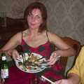 Anne offers up her plate, Anne's Satis House Night, Yoxford, Suffolk - 11th March 2003