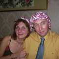 Anne and Nigel both have serviettes on their heads, Anne's Satis House Night, Yoxford, Suffolk - 11th March 2003