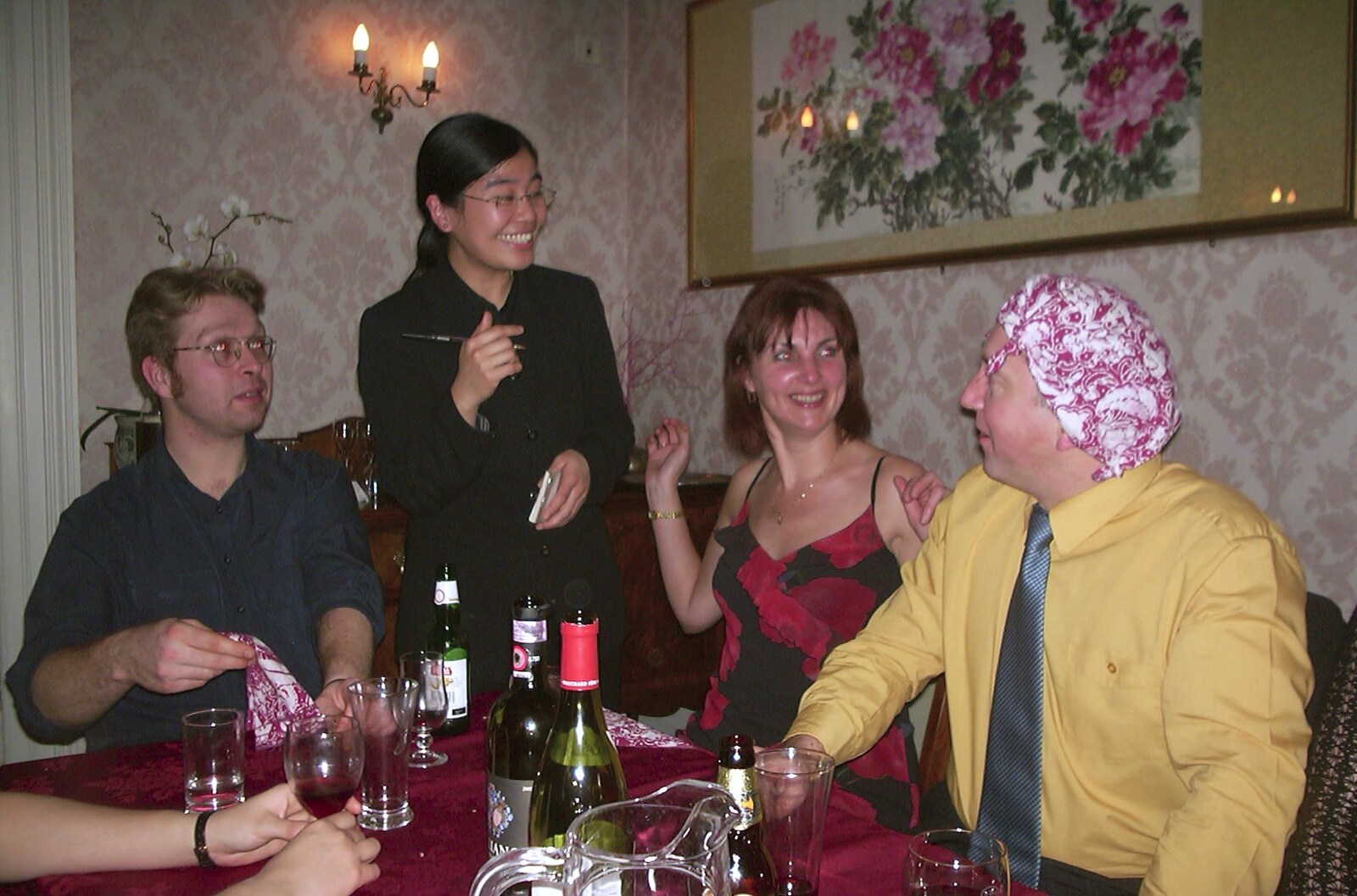 The waitress finds it all amusing from Anne's Satis House Night, Yoxford, Suffolk - 11th March 2003