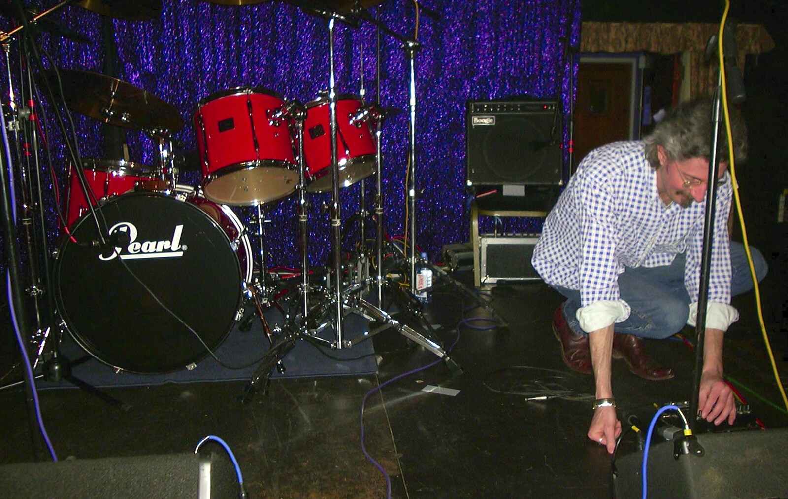 Rob sets stuff up at the Park Hotel from The BBs at Eye Town Hall, Eye, Suffolk - 21st March 2003