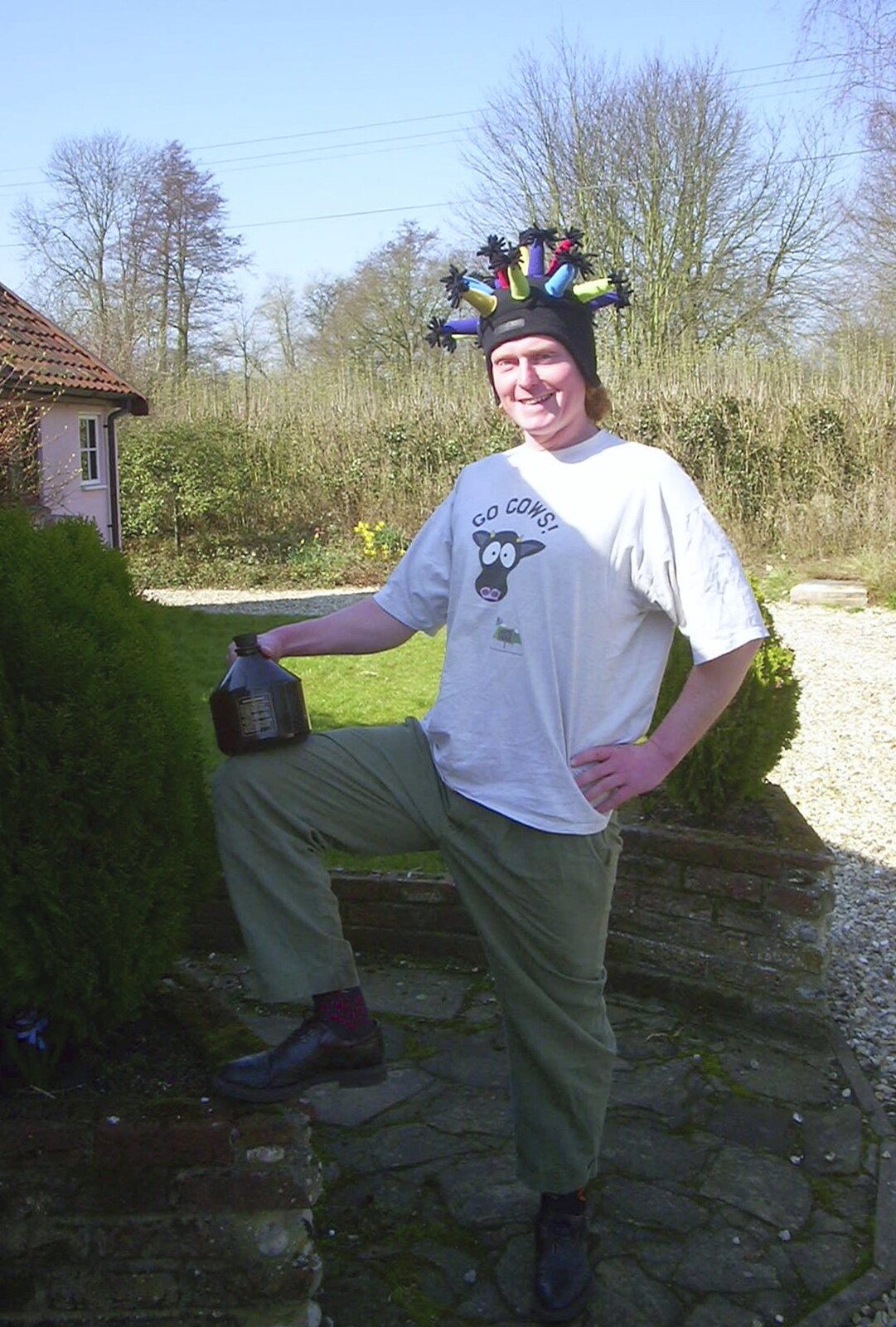Carolyn on Sunday, Wymondham, Norfolk - 23rd March 2003: Wavy's got his best party hat on already