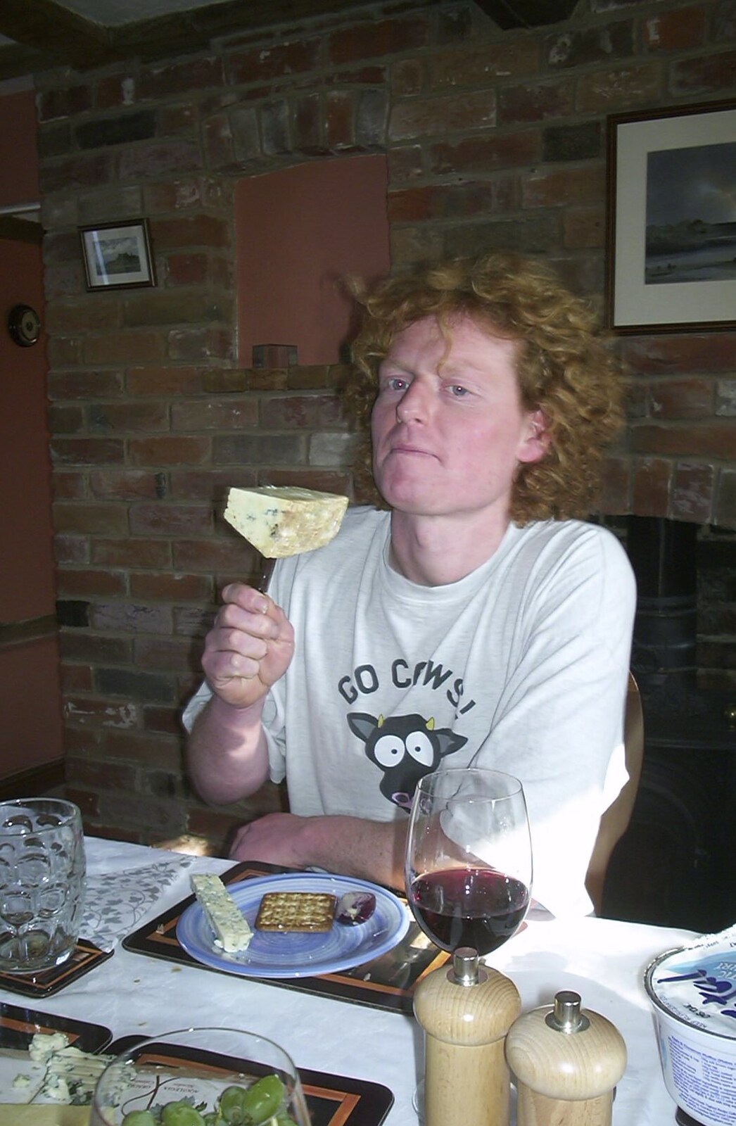 Carolyn on Sunday, Wymondham, Norfolk - 23rd March 2003: Wavy has a small blob of cheese