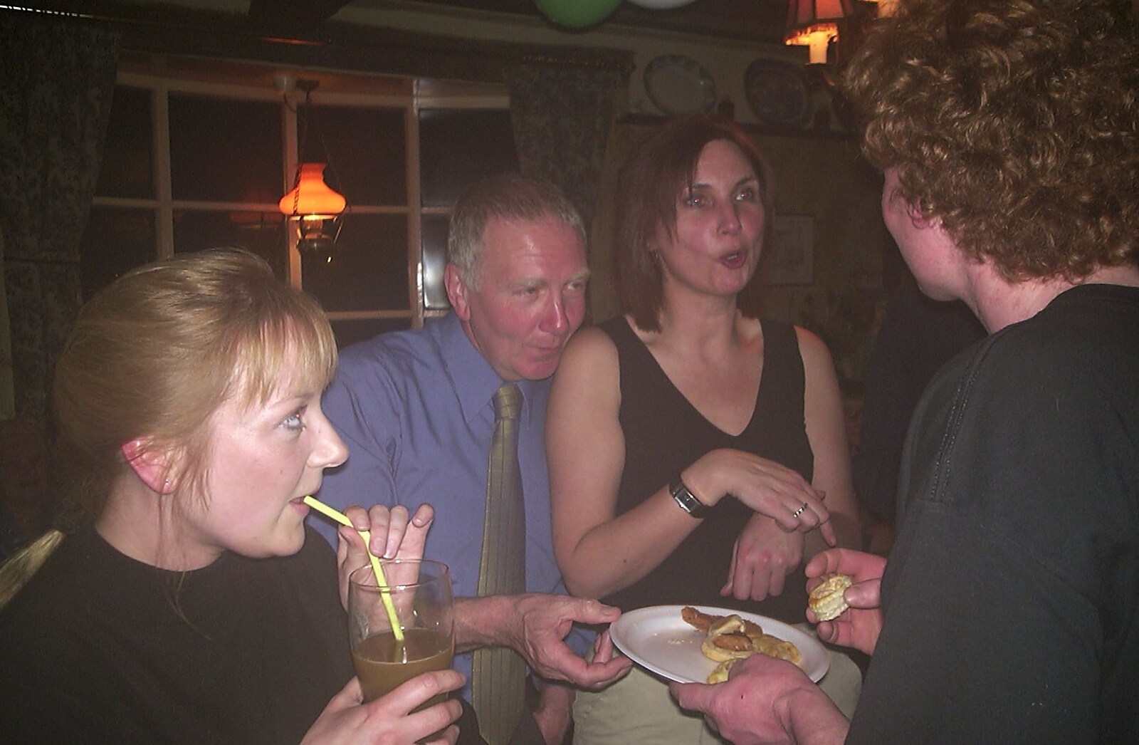 Neil's 30th Birthday at the Swan Inn, Brome, Suffolk - 5th April 2003: John Willy grabs at Wavy's sausage