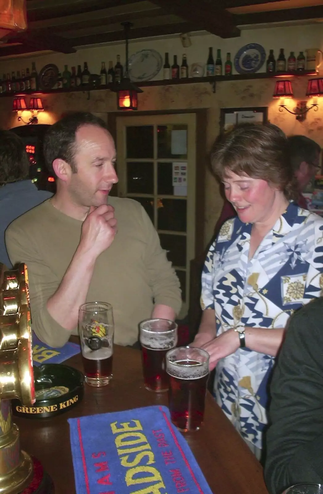 DH chats to Pippa, from Neil's 30th Birthday at the Swan Inn, Brome, Suffolk - 5th April 2003