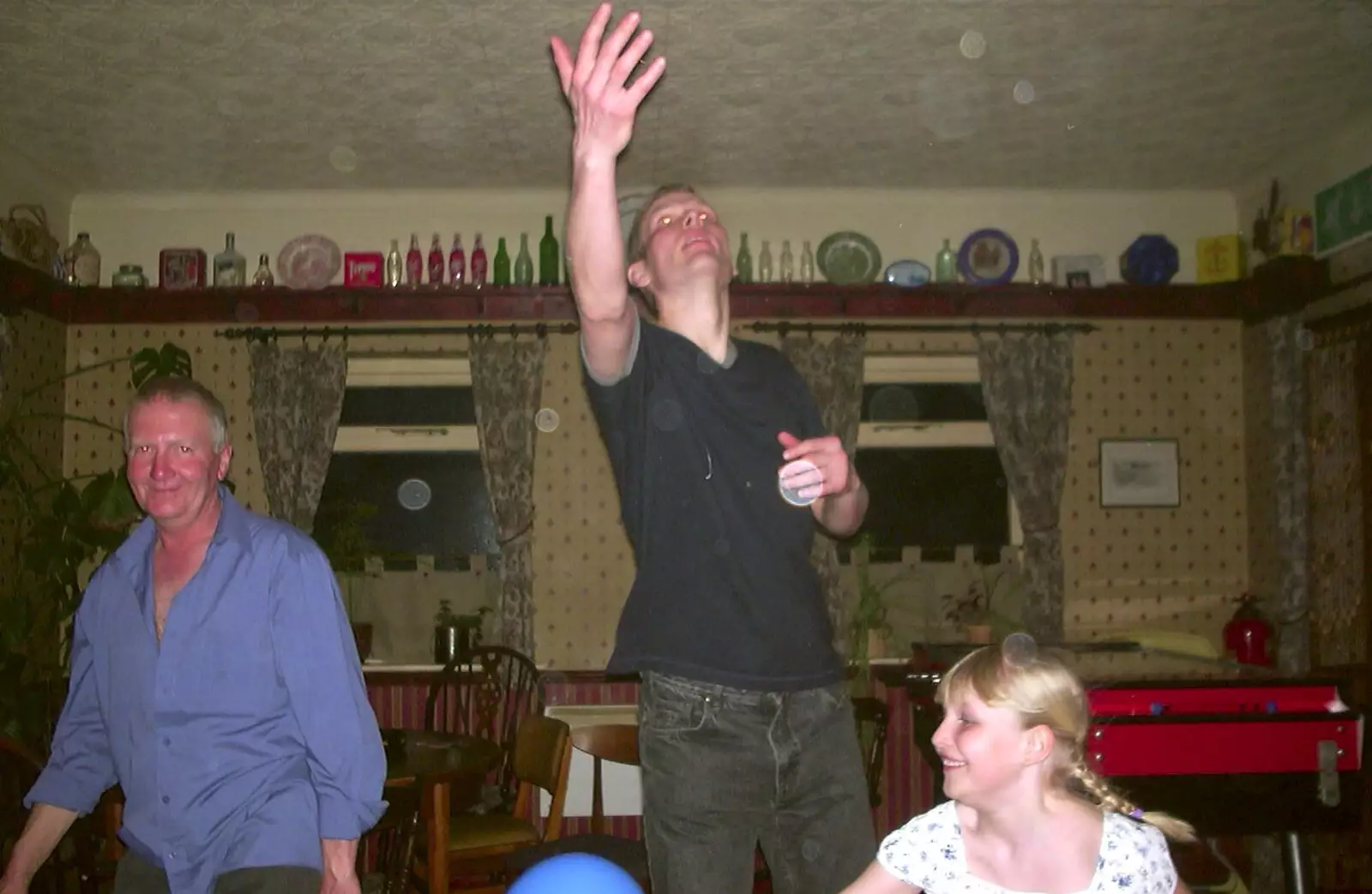 Bill praises the ceiling, from Neil's 30th Birthday at the Swan Inn, Brome, Suffolk - 5th April 2003