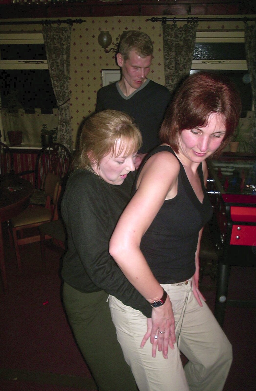 Carolyn and Anne get raunchy from Neil's 30th Birthday at the Swan Inn, Brome, Suffolk - 5th April 2003