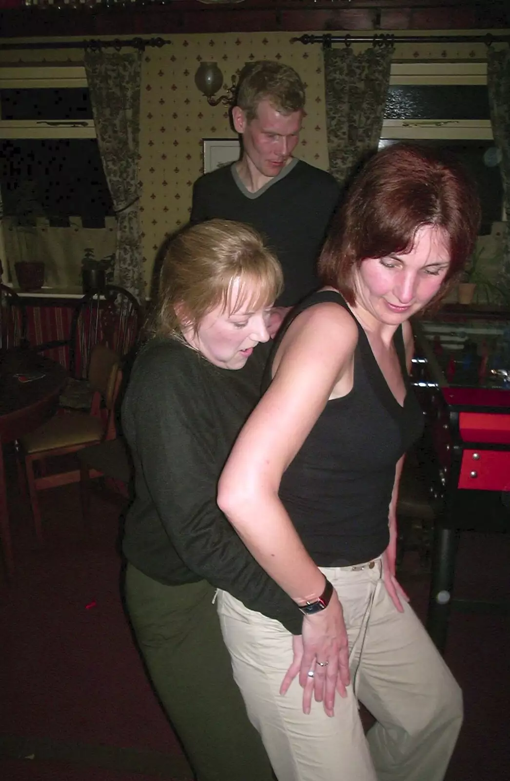 Carolyn and Anne get raunchy, from Neil's 30th Birthday at the Swan Inn, Brome, Suffolk - 5th April 2003