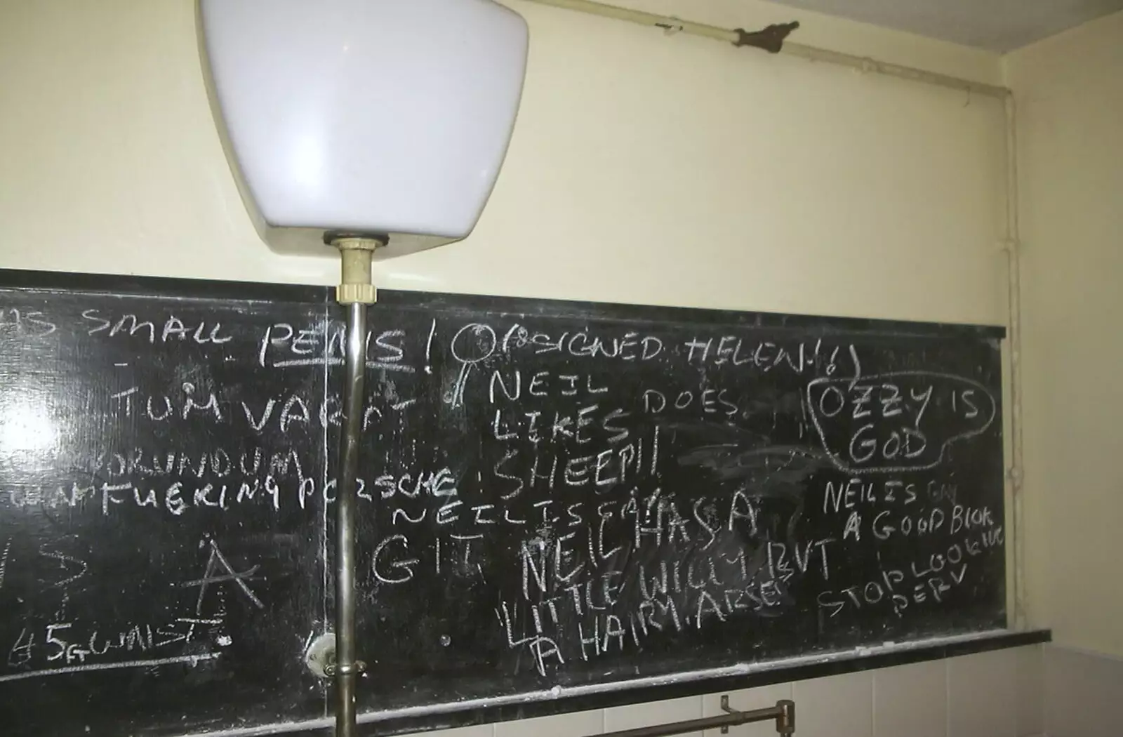 The blackboard in the bogs has been busy, from Neil's 30th Birthday at the Swan Inn, Brome, Suffolk - 5th April 2003