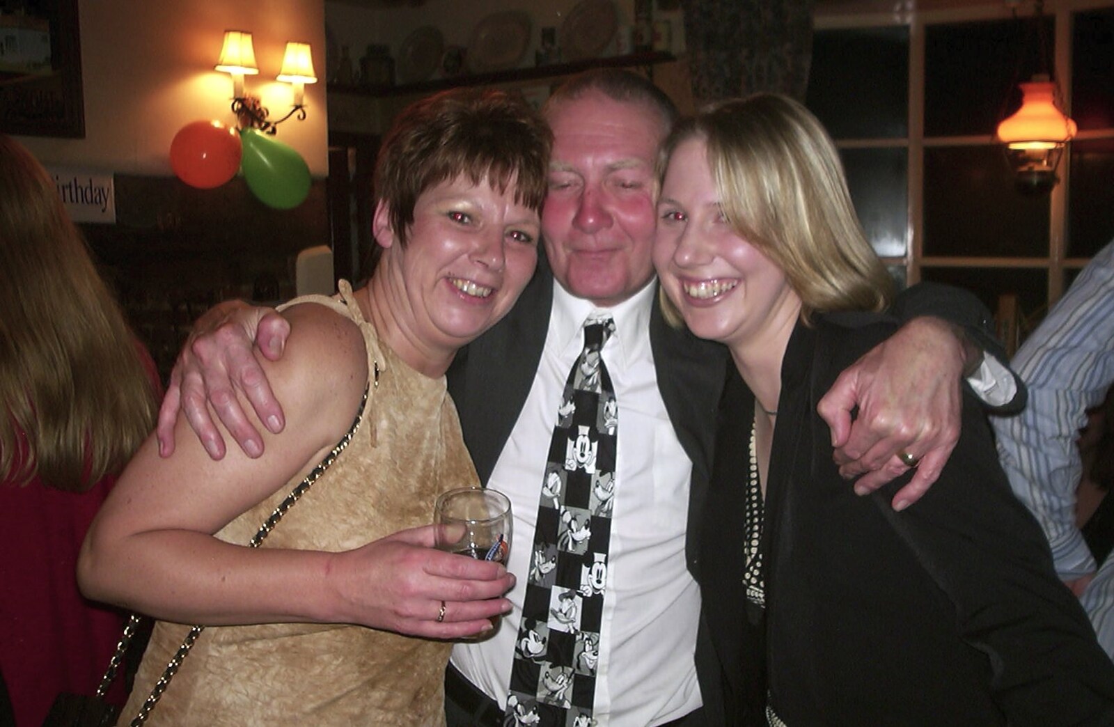 Jenny, John Willy and ? from Spammy's 50th Birthday at the Swan Inn, Brome, Suffolk - 26th April 2003