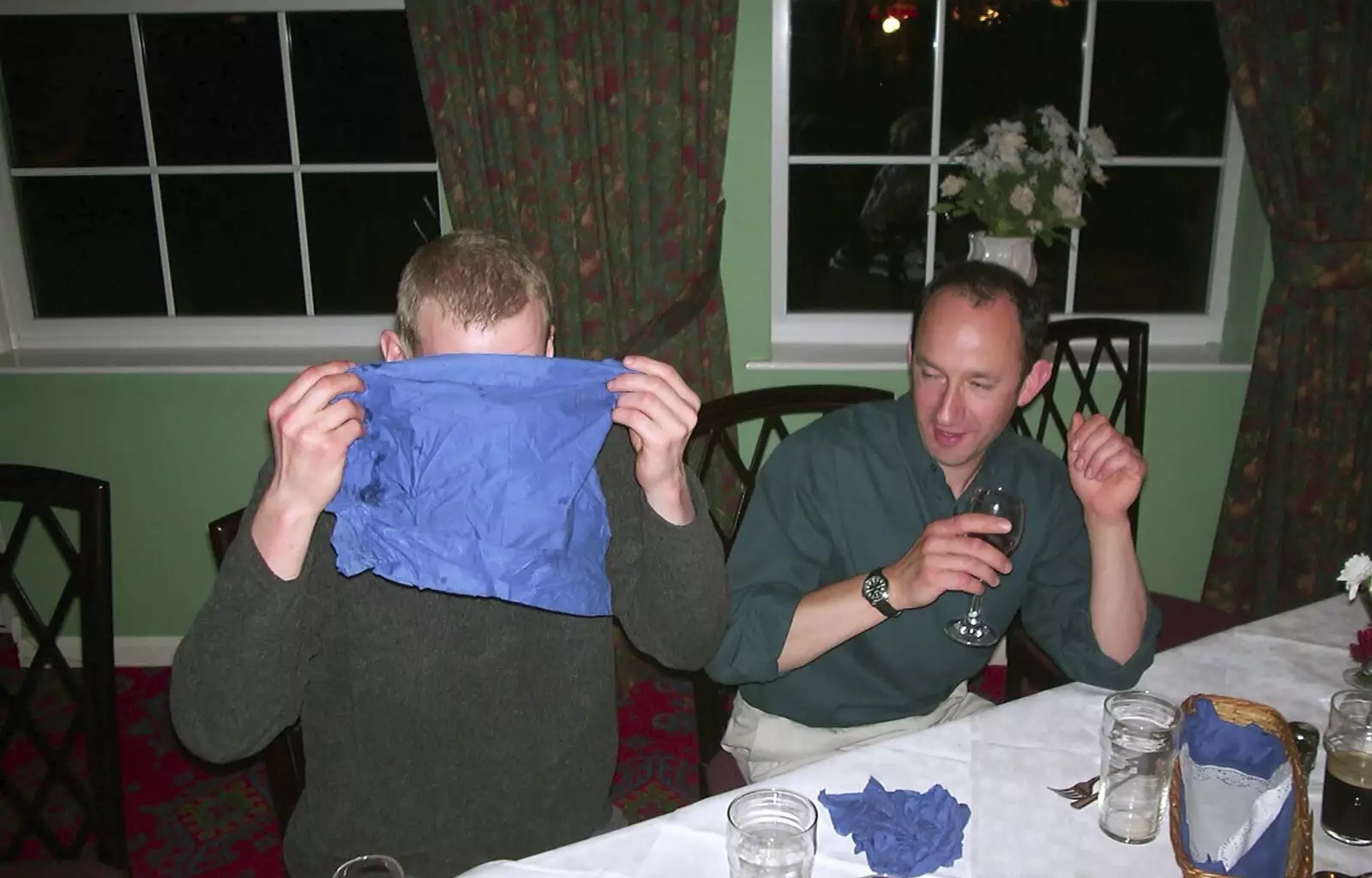 Bill hides his face, from The BSCC Bike Ride Weekend, Kelling, Norfolk - 9th May 2003