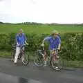 Bill and Marc on a wet road, The BSCC Bike Ride Weekend, Kelling, Norfolk - 9th May 2003