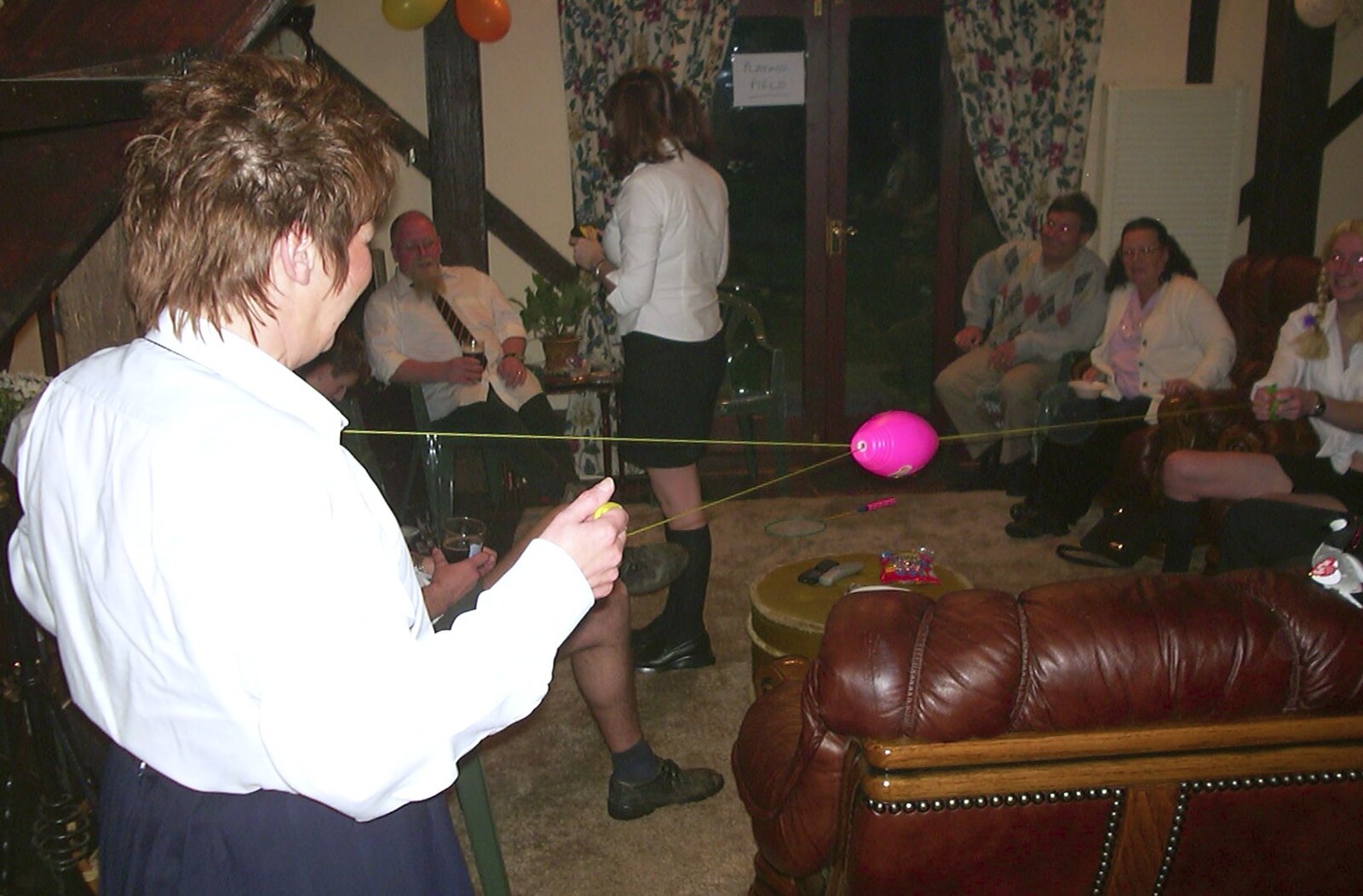 A game of string-pull ball thing occurs from Jenny's School Disco, Thrandeston, Suffolk - 17th May 2003