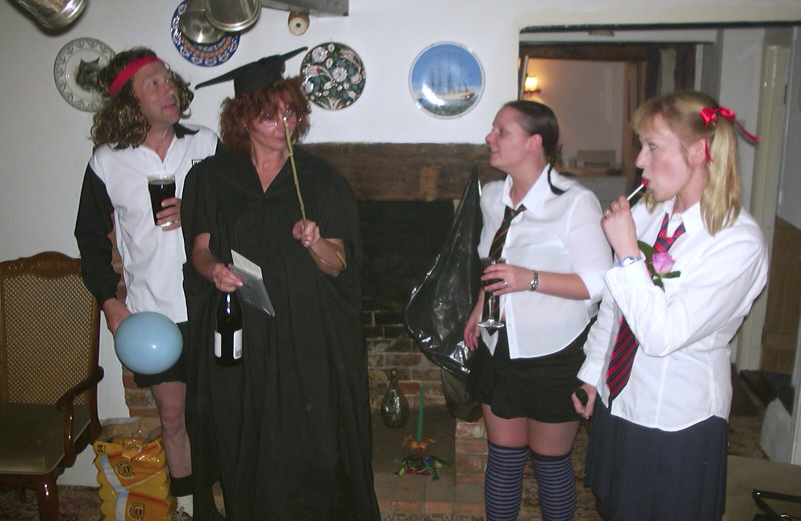 Anne arrives as 'headmaster' from Jenny's School Disco, Thrandeston, Suffolk - 17th May 2003