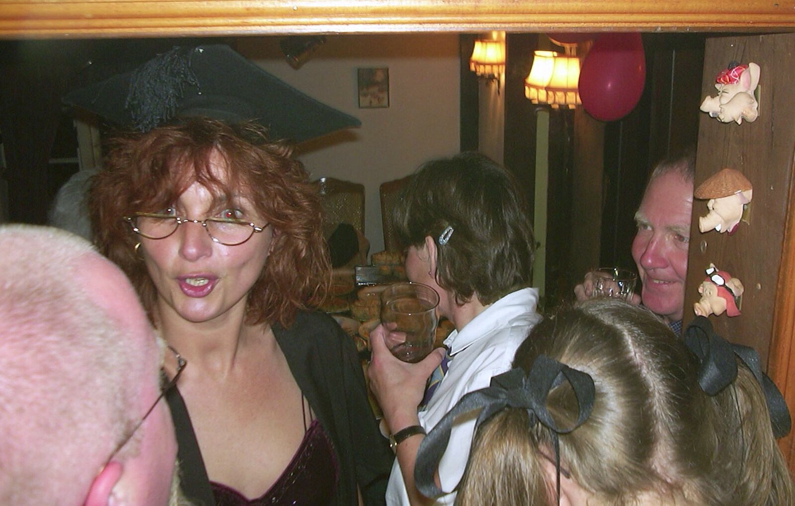 Crowds by the kitchen door from Jenny's School Disco, Thrandeston, Suffolk - 17th May 2003