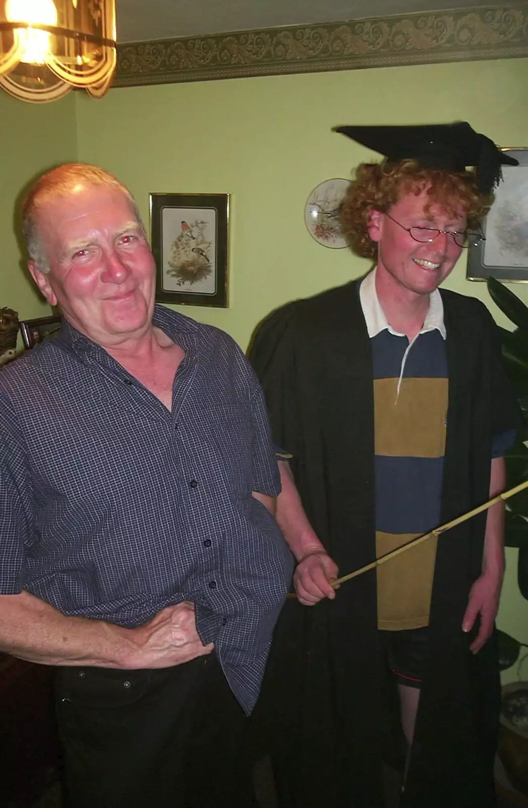 John Willy gets ready to be caned, from Jenny's School Disco, Thrandeston, Suffolk - 17th May 2003