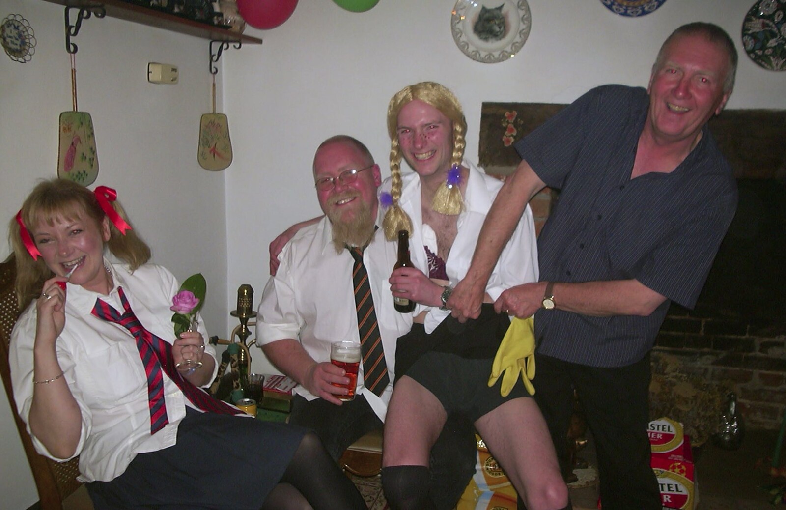 John pulls a skirt up from Jenny's School Disco, Thrandeston, Suffolk - 17th May 2003