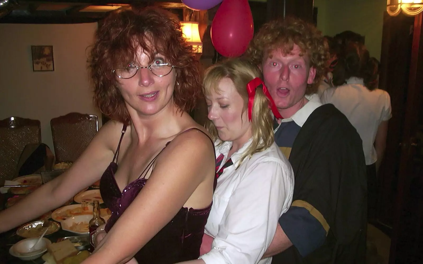 A conga at the food table, from Jenny's School Disco, Thrandeston, Suffolk - 17th May 2003