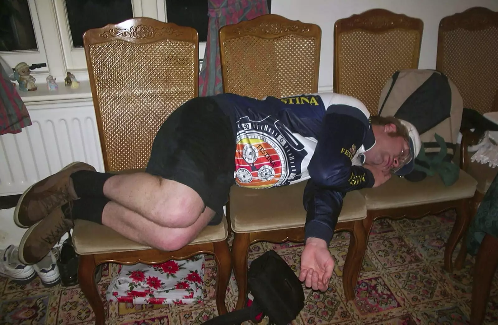 Marc has a sleep, from Jenny's School Disco, Thrandeston, Suffolk - 17th May 2003