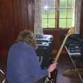 Max sorts out his bass guitar amplifier, The BBs at BOCM Pauls Pavillion, Burston, Norfolk - 20th May 2003
