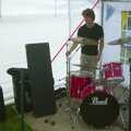 Danny sets up his drum kit, The BBs at BOCM Pauls Pavillion, Burston, Norfolk - 20th May 2003