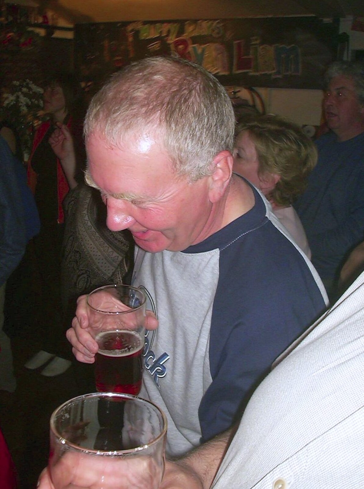 John Willy with a pint from The BBs at the Cider Shed, Banham, Norfolk - 23rd June 2003