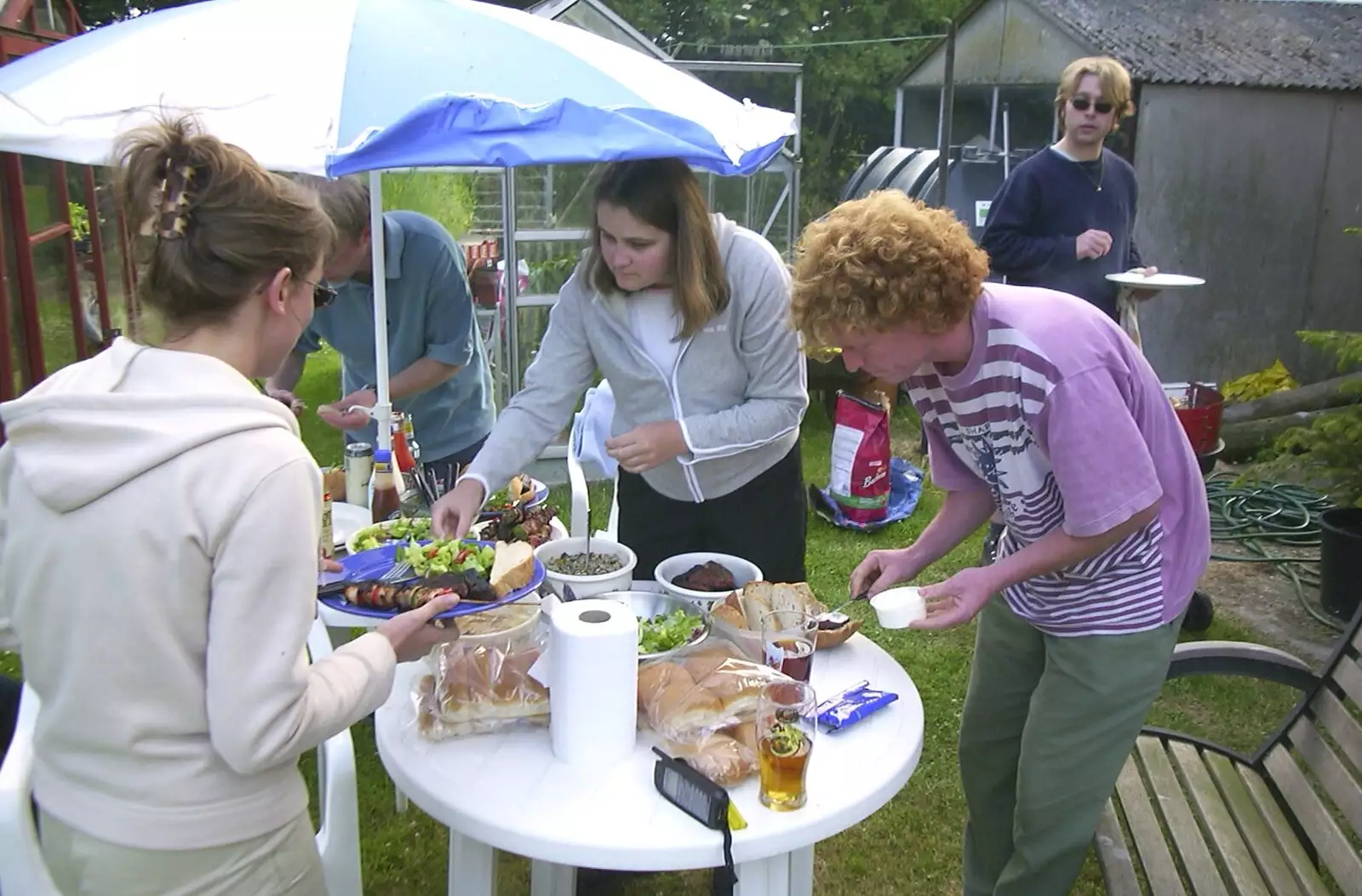 The Brome Swan gang in Nosher's garden, from 3G Lab at Henry's and a Barbeque, Brome, Suffolk - 21st June 2003