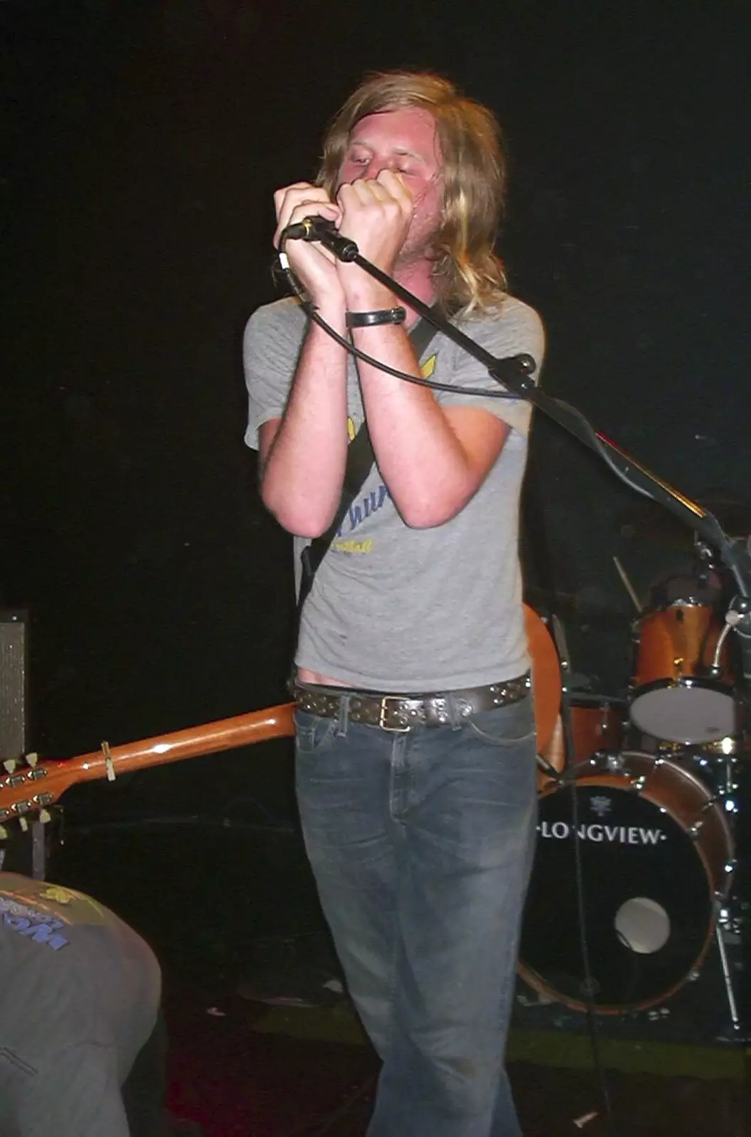 Rob on harmonica, from Longview and The BBs, Norwich and Banham, Norfolk - 4th July 2003