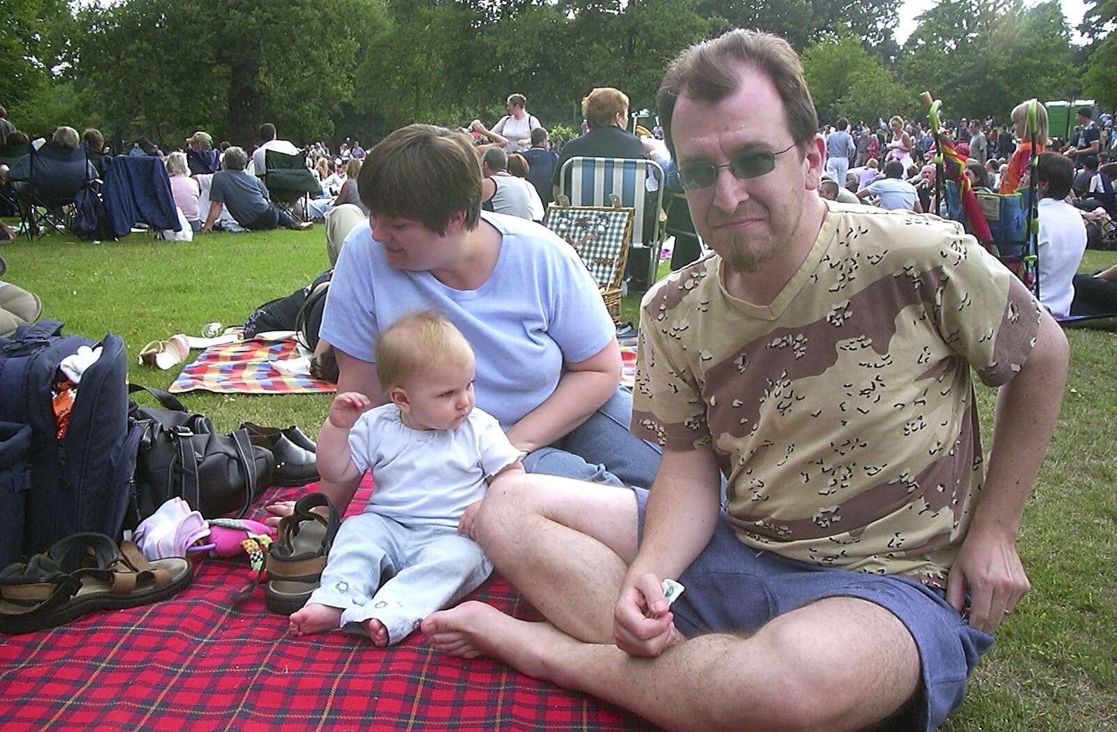 Phil and his new-ish baby in Christchurch Park from Ipswich Music Day and the BSCC in Cotton, Suffolk - 6th July 2003